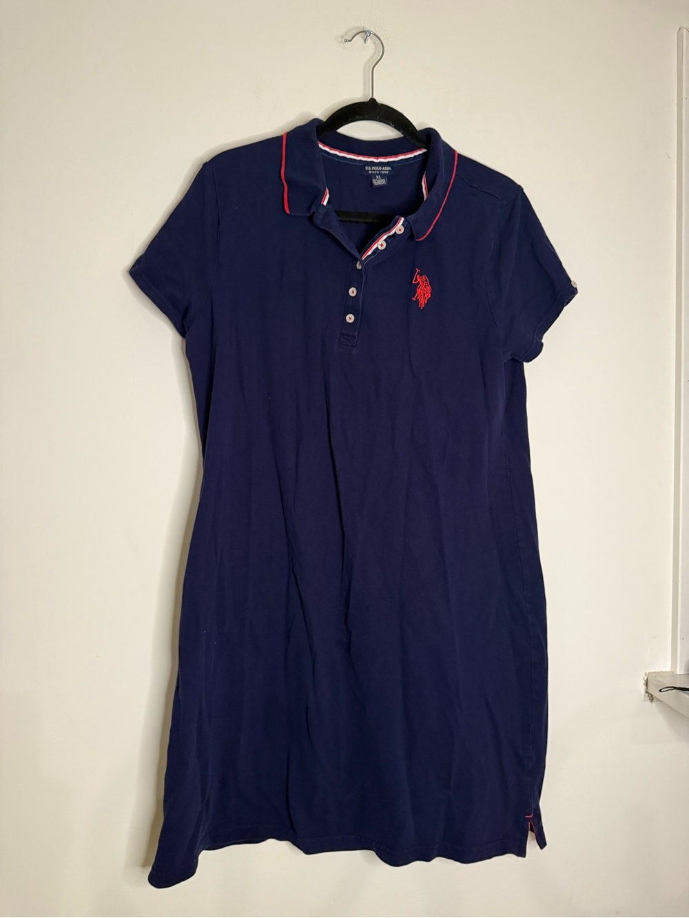 Ralph Lauren Navy Polo Shirt Dress with Logo and Trim